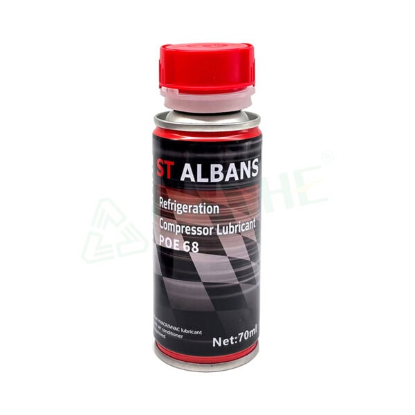 Refrigerant oil POE68 70ML for HVAC systems, compressor lubrication, and refrigeration maintenance.